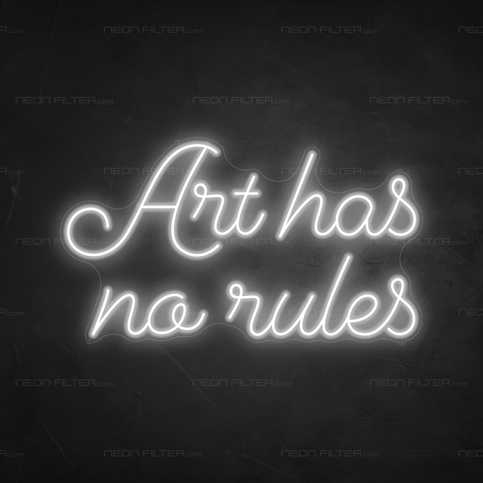 Art Has No Rules Neon Sign in Snow White