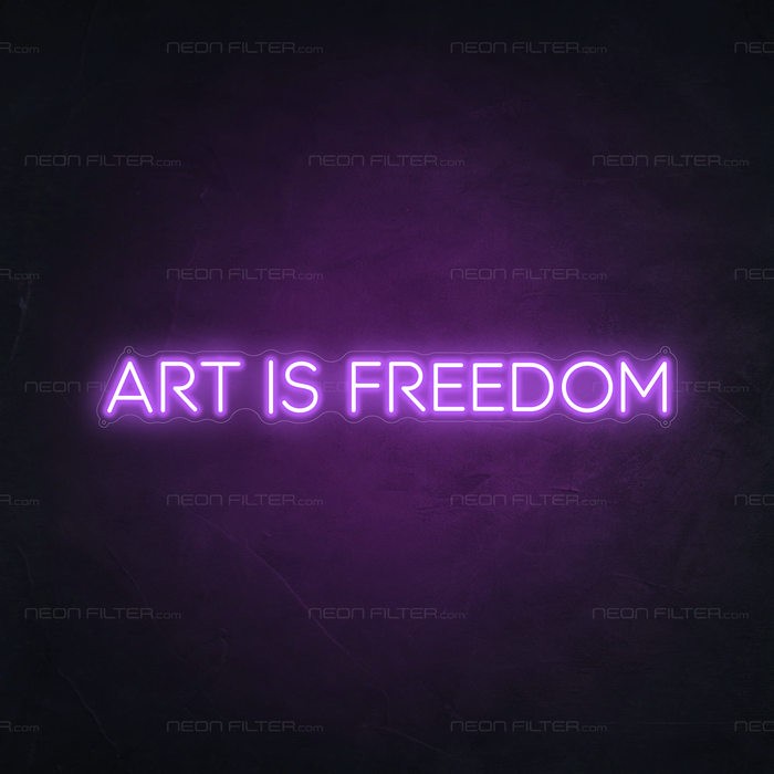 Art Is Freedom Neon Sign in Hopeless Romantic Purple