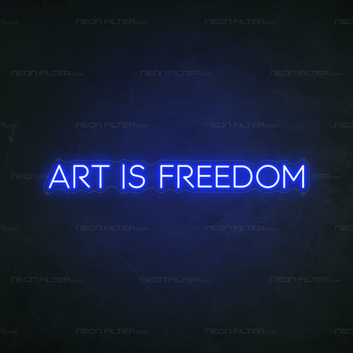 Art Is Freedom Neon Sign in Santorini Blue