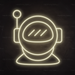 Astronaut Helmet Neon Sign in Cosy Warm White