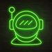 Astronaut Helmet Neon Sign in Glow Up Green