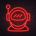 Astronaut Helmet Neon Sign in Hot Mama Red