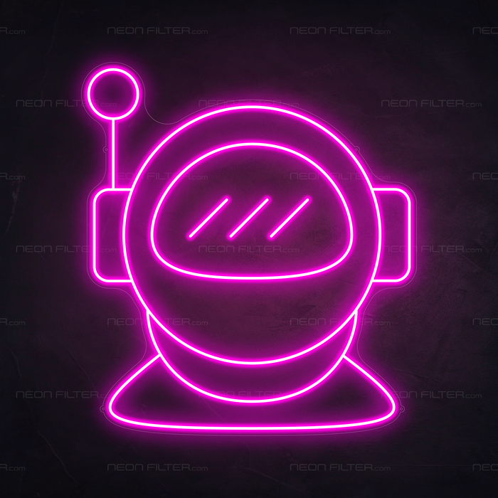 Astronaut Helmet Neon Sign in Love Potion Pink