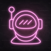 Astronaut Helmet Neon Sign in Pastel Pink