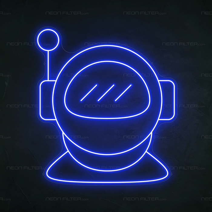 Astronaut Helmet Neon Sign in Santorini Blue