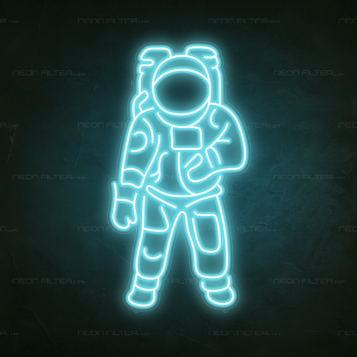 Astronaut Neon Sign in Glacier blue