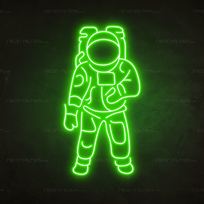 Astronaut Neon Sign in Glow Up Green