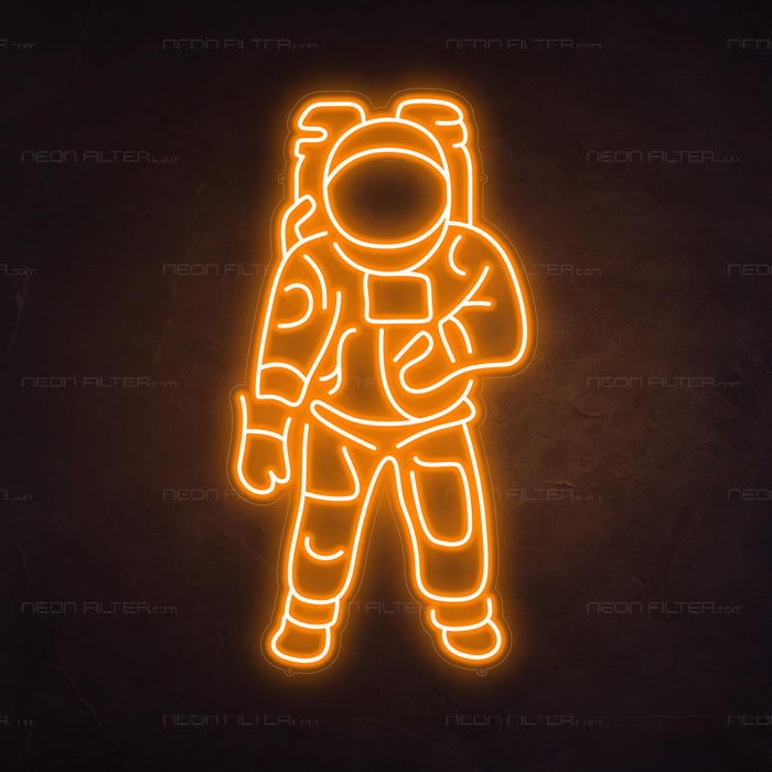 Astronaut Neon Sign in Hey Pumpkin Orange