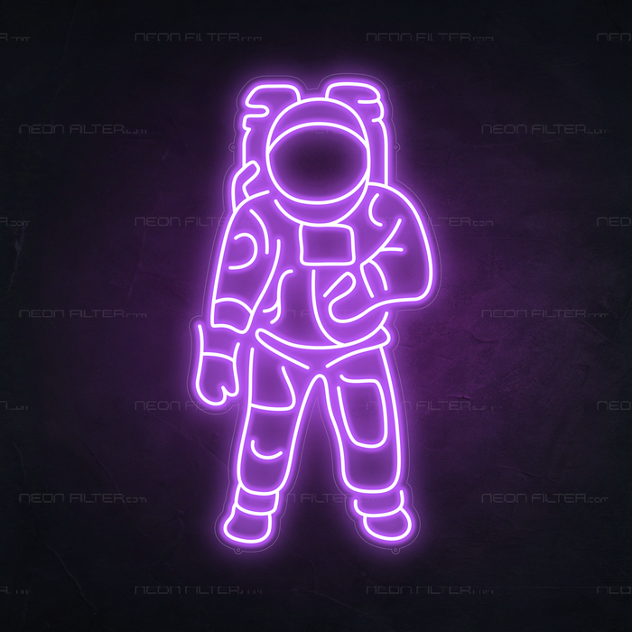 Astronaut Neon Sign in Hopeless Romantic Purple