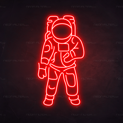 Astronaut Neon Sign in Hot Mama Red