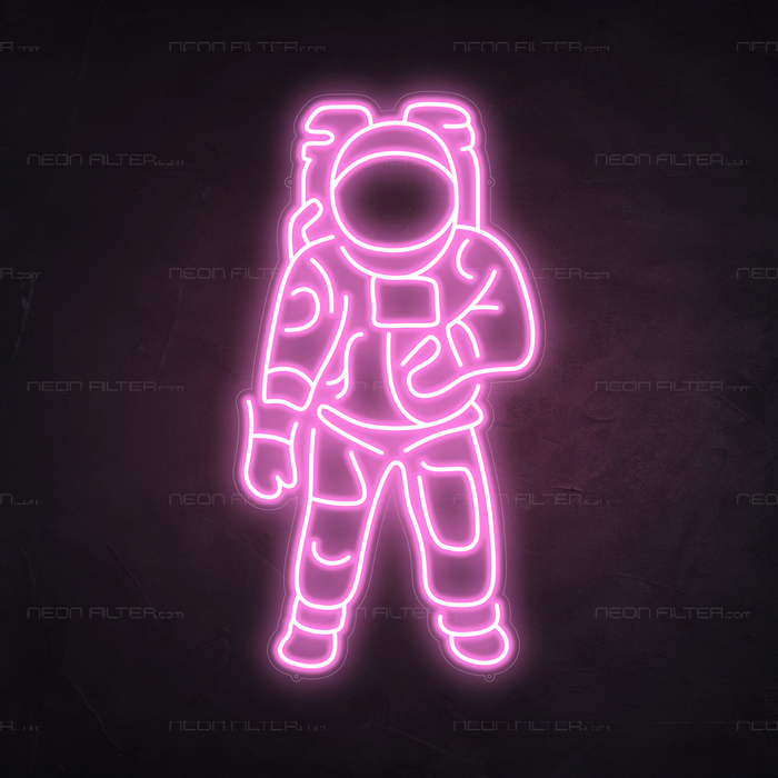 Astronaut Neon Sign in Pastel Pink