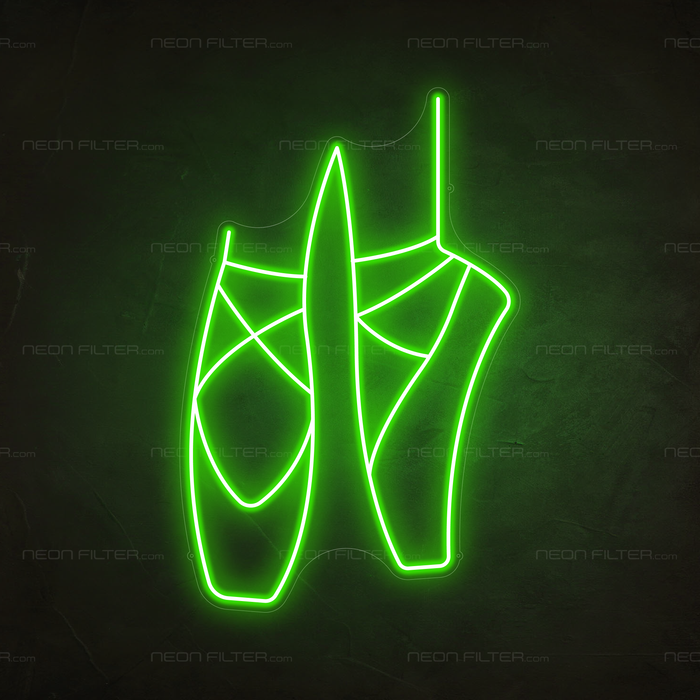 Ballet Shoes Neon Sign in Glow Up Green