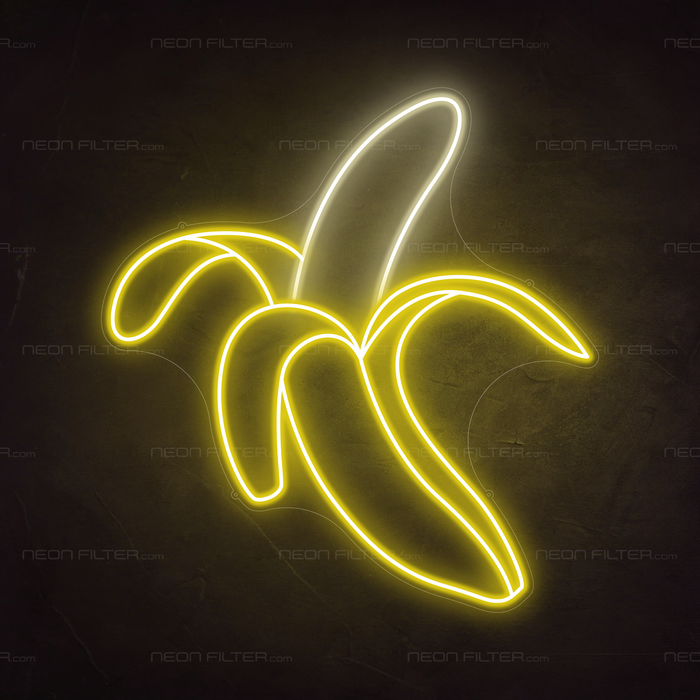 Banana Neon Sign in Paradise Yellow and Cosy Warm White