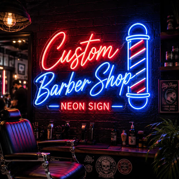 Custom Barber Shop Neon Sign for Customiser Decor - Neon Filter