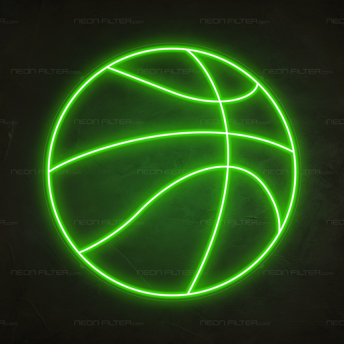 Basketball Neon Sign in Glow Up Green