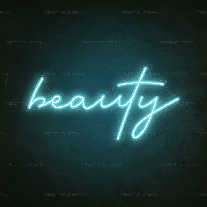 Beauty Neon Sign in Glacier Blue