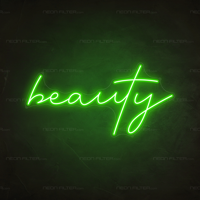 Beauty Neon Sign in Glow Up Green