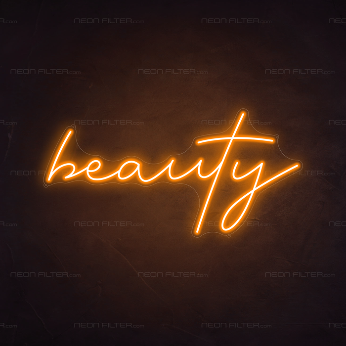 Beauty Neon Sign in Hey Pumpkin Orange