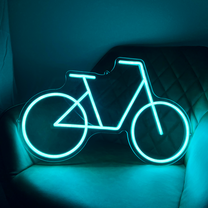 Blue Neon Bike Sign