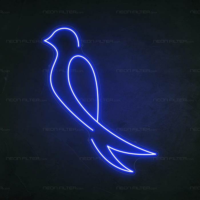 Bird Neon Sign in Santorini Blue