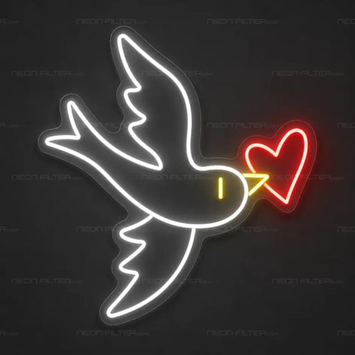 Bird Carrying A Heart Neon Sign - AI Enabled