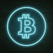 Bitcoin Neon Sign in Glacier Blue