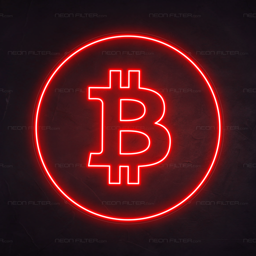 Bitcoin Neon Sign in Hot Mama Red