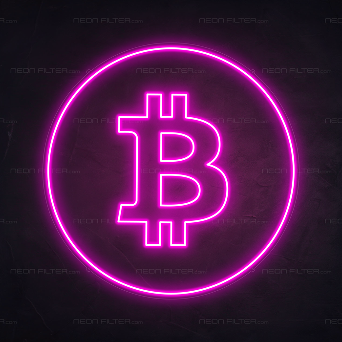 Bitcoin Neon Sign in Love Potion Pink