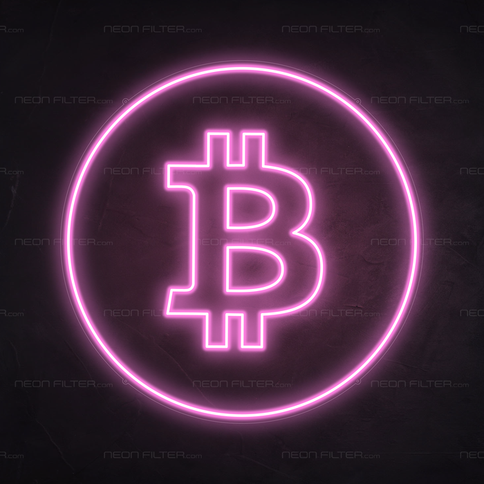 Bitcoin Neon Sign in Pastel Pink