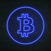 Bitcoin Neon Sign in Santorini Blue