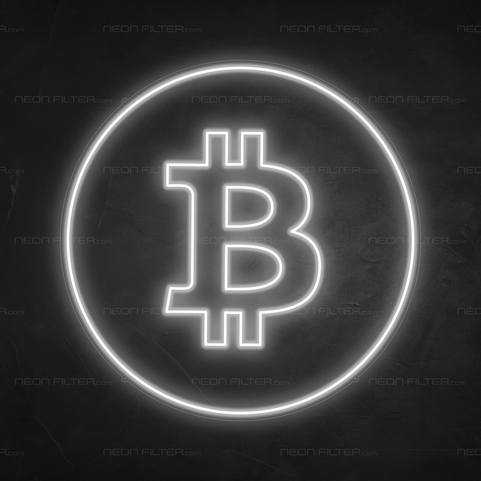 Bitcoin Neon Sign in Snow White