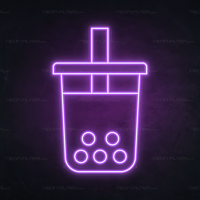 Boba Tea Neon Sign in Hopeless Romantic Purple