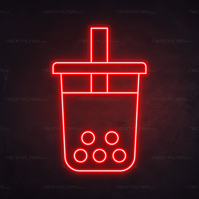 Boba Tea Neon Sign in Hot Mama Red