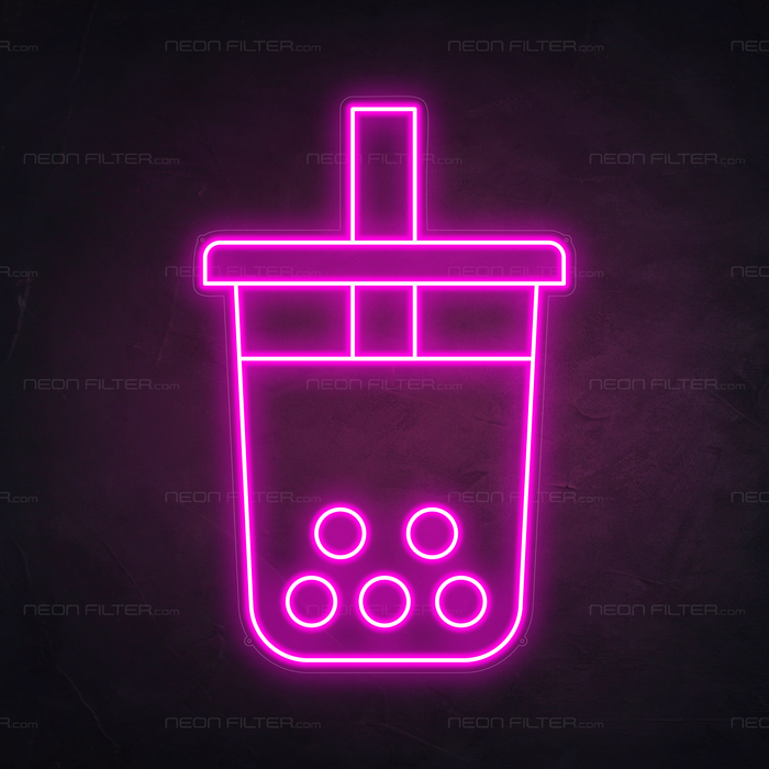 Boba Tea Neon Sign in Love Potion Pink