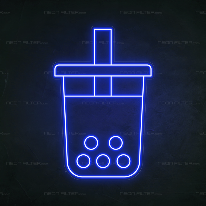 Boba Tea Neon Sign in Santorini Blue