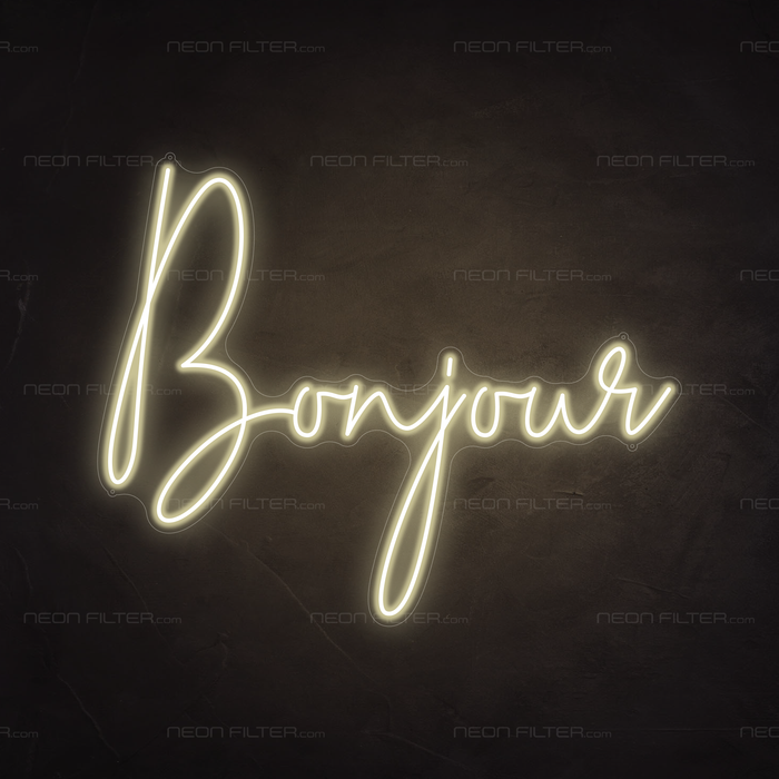 Bonjour Neon Sign in Cosy Warm White