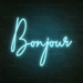 Bonjour Neon Sign in Glacier Blue