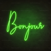 Bonjour Neon Sign in Glow Up Green