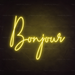 Bonjour Neon Sign in Paradise Yellow