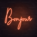 Bonjour Neon Sign in Sunset Orange