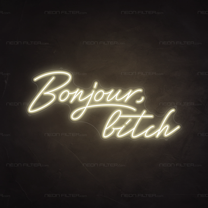 Bonjour, Bitch Neon Sign in Cosy Warm White