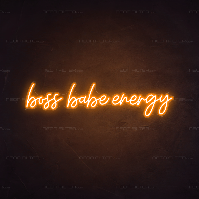 Boss Babe Energy Neon Sign in Hey Pumpkin Orange