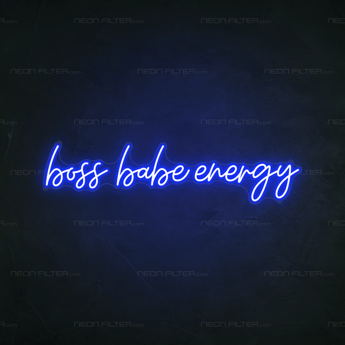 Boss Babe Energy Neon Sign in Santorini Blue