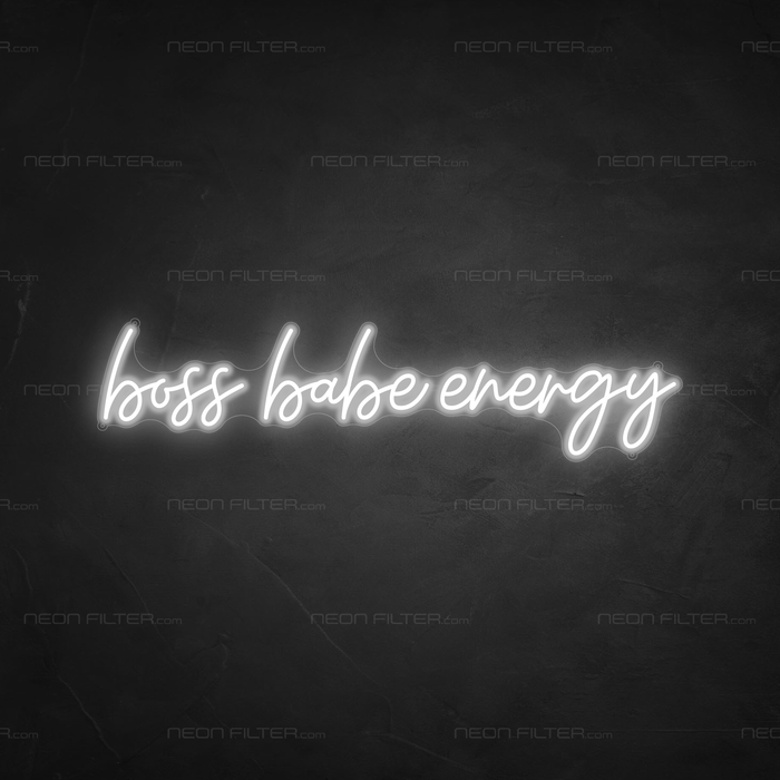 Boss Babe Energy Neon Sign in Snow White