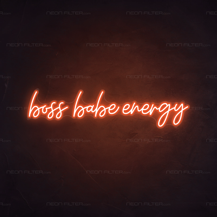 Boss Babe Energy Neon Sign in Sunset Orange