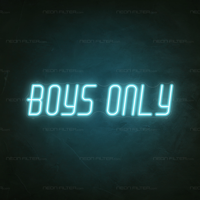 Boys Only Neon Sign in Glacier Blue