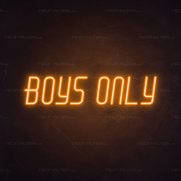 Boys Only Neon Sign in Hey Pumpkin Orange