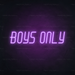 Boys Only Neon Sign in Hopeless Romantic Purple