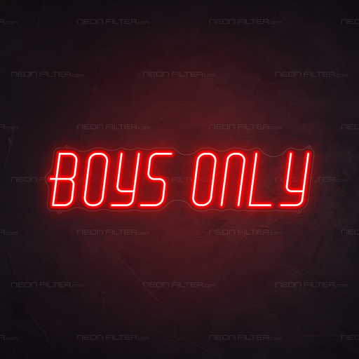 Boys Only Neon Sign in Hot Mama Red