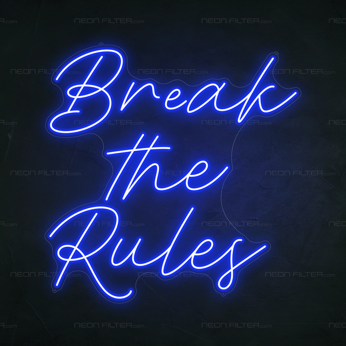 Break the Rules Neon Sign in Santorini Blue